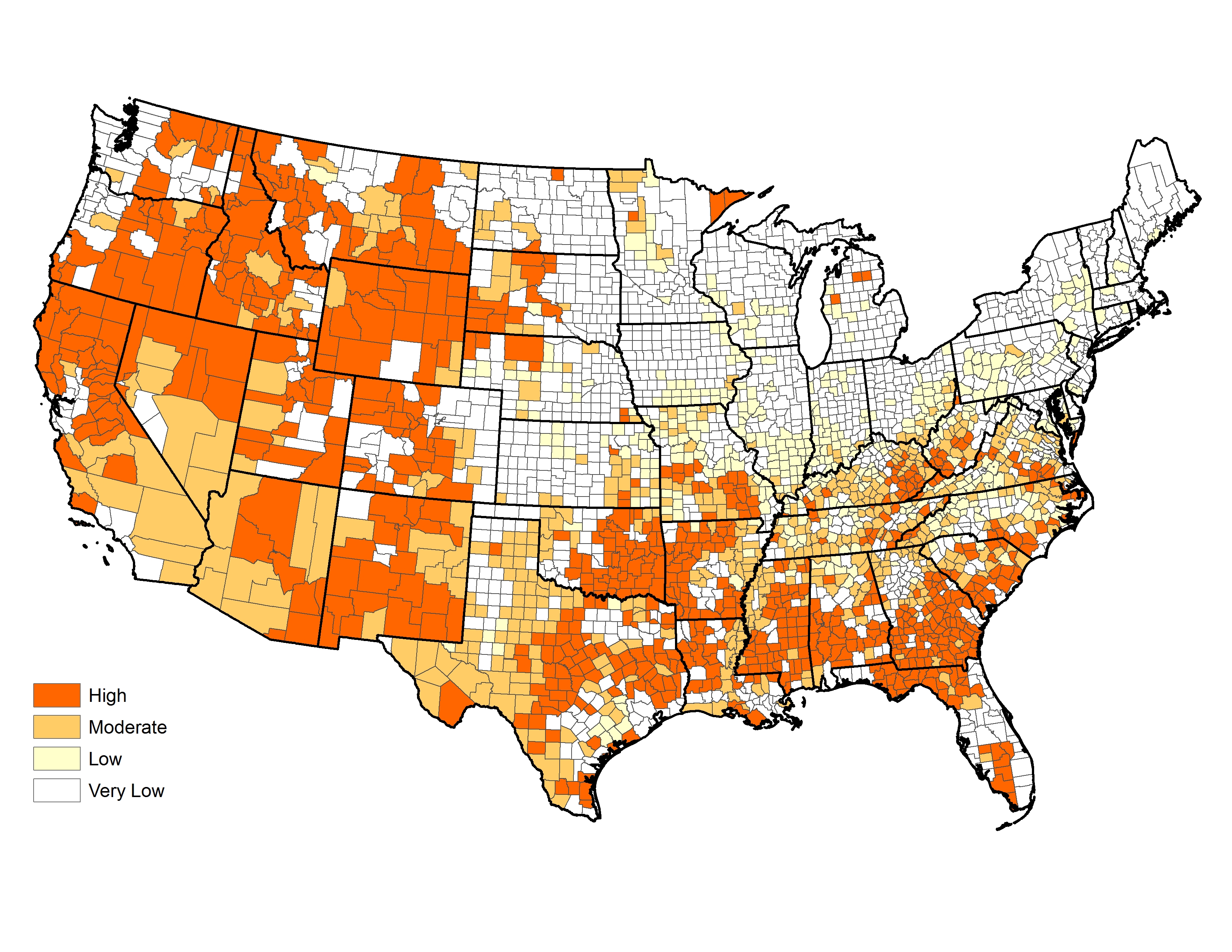 Figure 4.3. National priorities for broad scale fuels management utilizing a mix of options best suited for local conditions.